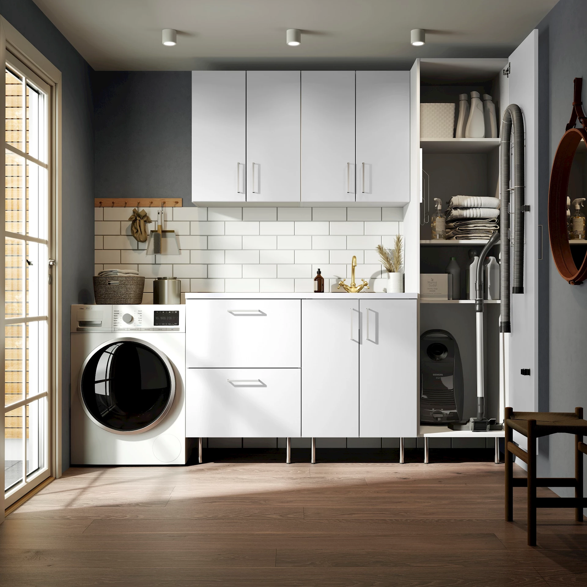 ART9230010101 - Fossbad vaskerom 230 Hvit m/Hvit benkeplate - 